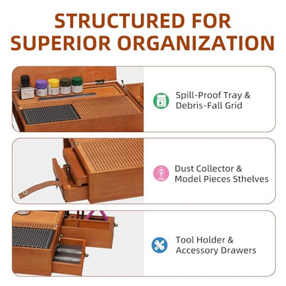 Model Building Station, Portable Hobby Workbench with Tool Storage