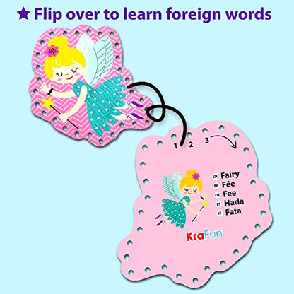 KRAFUN Princess, Unicorn & Mermaid Lacing Cards Age 3+ | 10 Projects - color: Girly - Large