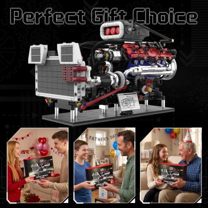 V8 Engine Building Set 1151PCS Motorized Mechanical Model Kit