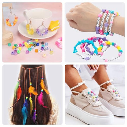 Quefe Bracelet Making Kit 96 Colors 3300pcs Pony Beads with Letter Beads - color: 96-color