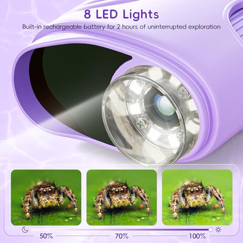Temodu Kids Microscope 2.0" Screen 1000X Digital Microscope for Kids, Mini Pocket Handheld Microscopes for Children Birthday Festival Gift, Science Education Fun Toys for Boys Girls Ages 4-12 (Purple) - color: Purple