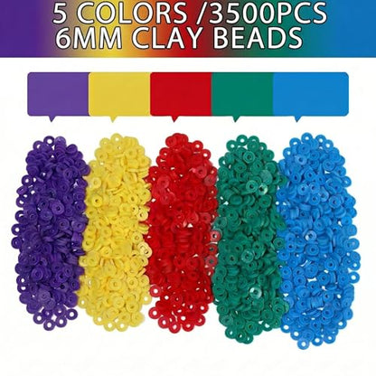 3500pcs Rich Color Clay Beads for Bracelets Making 6mm Heishi Beads Polymer Flat Round Disc Clay for Jewelry Making Deep Tone Bead Crafts - color: Vibrant