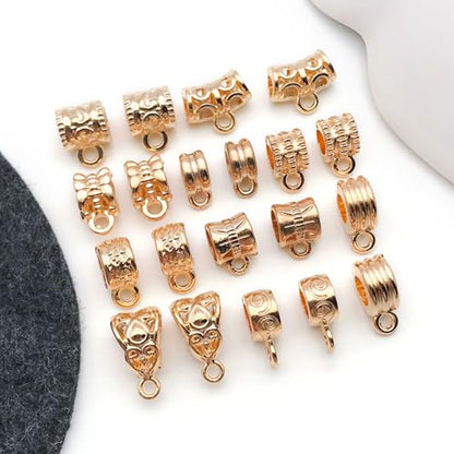 WOCRAFT 60pcs KC Gold Bails Space Beads Bracelet Charms for Jewelry Making Sets DIY Necklace Bracelet Keychain Crafting Charms Kit Craft Supplies (SN854) - color: KC Gold, size: Bails Charms