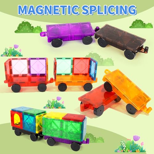 Mruikeny Magnetic Tiles Cars Construction Set - 4 PCS Magnet Cars Set - style: 4PC Cars Black Set