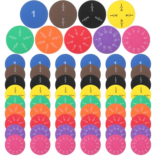 Sayglossy 6 Sets Fraction Circles for Math Classroom, Circles - style: Circles