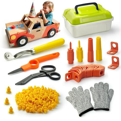 Kids Cardboard Cutter Safe Tool Set 150 Pcs with Storage Box