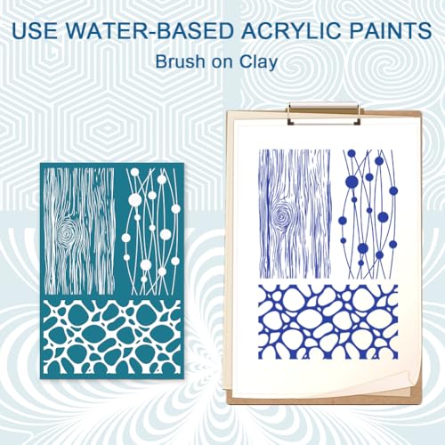 4Pcs 4 Styles Polymer Clay Texture Stencil 3.9 x 6 Inch Silk Screen Stencils Reusable Geometric Texture Pattern Nylon Mesh Transfers for Clay Wood Fabric Canvas Jewelry Making DIY Crafts - color: Mixed Shapes-2