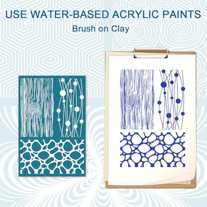 4Pcs 4 Styles Polymer Clay Texture Stencil 3.9 x 6 Inch Silk Screen Stencils Reusable Geometric Texture Pattern Nylon Mesh Transfers for Clay Wood Fabric Canvas Jewelry Making DIY Crafts - color: Mixed Shapes-2