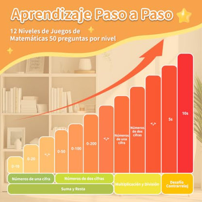 alilo Math Games for Kids Ages 5-12, Portable Spanish Math Toys for Travel - color: Yellow-spanish