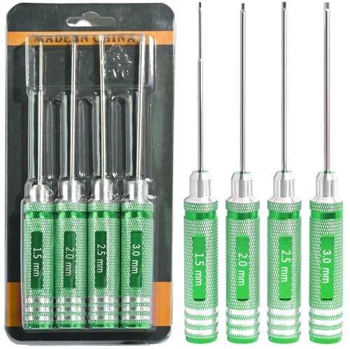 4Pcs RC Hex Drivers 1.5 2.0 2.5 3.0mm Screwdriver Hex Tool Kit - color: Green