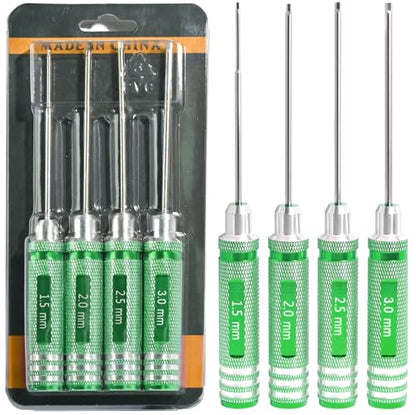 4Pcs RC Hex Drivers 1.5 2.0 2.5 3.0mm Screwdriver Hex Tool Kit - color: Green
