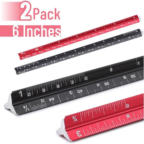 Mr. Pen- 6 Inch Pocket Size Ruler, 2 Pack, Small Architectural Scale - color: A. Black & Red