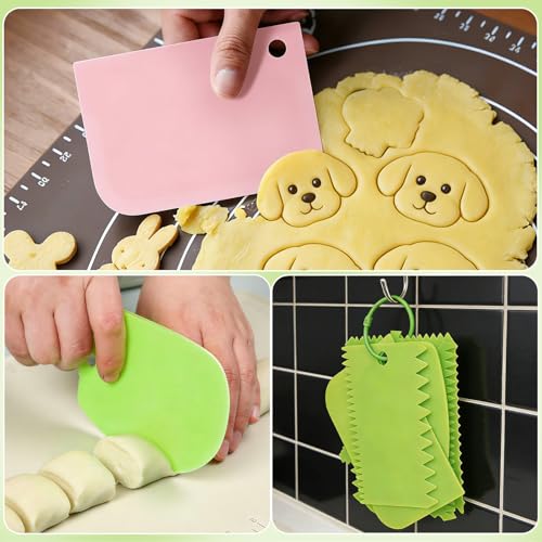 18 PCS Plastic Textured Art Supplies Kit with 3 Rings, Cake Scraper - color: 3 Colors