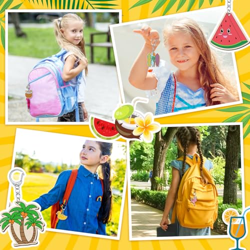 Trnayi 36 Pcs Summer Unfinished Wood Keychains Color Your Own DIY Craft - style: Hawaiian