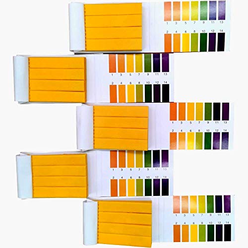 pH Test Strips,5 Packs of 400 Strips pH 1-14 Test Paper,for Urine,Saliva,Drinking Water,Pool,Spa,Soap,Fish Tank and Liquids