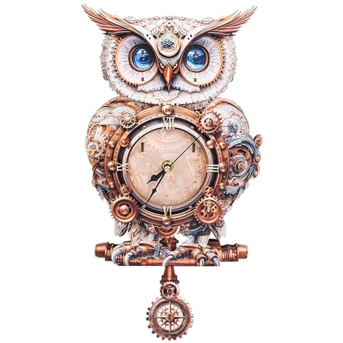 3D Puzzles for Adults, Cute Owl Wall Clock 3D Wooden Puzzles Clock Kits for DIY Birthday Gift for Women Men Home Decor Holiday Christmas - color: Cute Owl