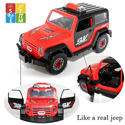 FYD 2in1 Take Apart Jeep Car STEM Learning Assembly Playset with Functional Battery-Powered Drill - Early Childhood Developmental Skills Construction Toy for Boys Kids Aged 3 and up