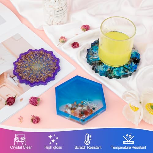 KISREL Epoxy Resin Kit for Beginners, 32oz Resin Kit with Coaster Molds - size: 32oz kit