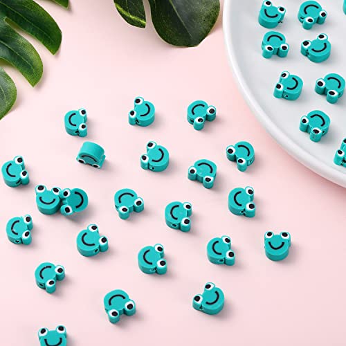 100pcs Frog Polymer Clay Spacer Beads for Women Jewelry Making DIY Bracelet Necklace Hair Clip Accessories (Frog) - color: Frog
