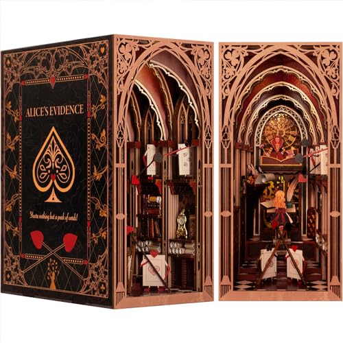MiniCity Alice in Wonderland Book Nook Kit, DIY 3D Wooden Puzzle with LED - color: Alice's Evidence