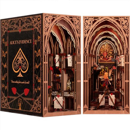 MiniCity Alice in Wonderland Book Nook Kit, DIY 3D Wooden Puzzle with LED - color: Alice's Evidence