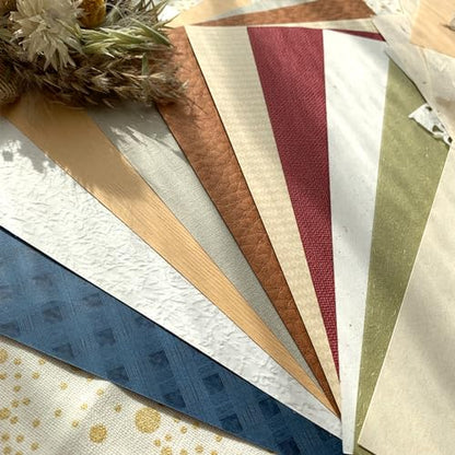 LewuwoPoing 40Pcs Handmade Scrapbook Art Paper Set，Journaling Supplies Craft Textured Colorful a5 handmade paper sheet Mesh Special paper mixed for Junk Journal DIY Materials,5x8 inches size 20 styles
