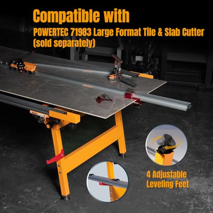 POWERTEC PRO Large Format Tile & Slab Work Table – Heavy Duty, Foldable, 1,100 lbs Capacity, Adjustable Leveling Feet, Steady, Flat Base for Handling and Scoring Large Tile, 71" x 41" (71984) - style: Large Format Tile Table
