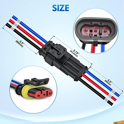 Nilight 10 Pack 3Pin Electrical Wire Connectors Male and Female Plug Socket - size: 3Pin Wire Harness 10Sets