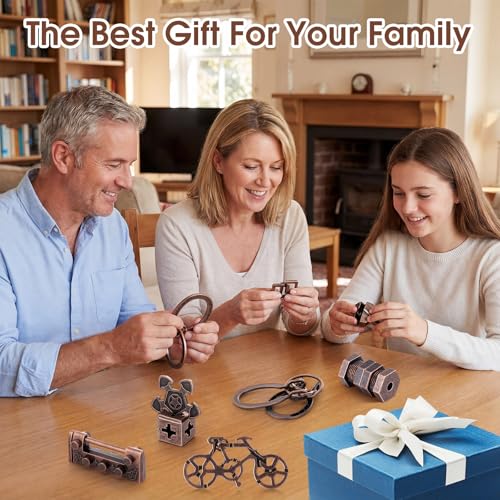 Wettarn 9 Pcs Metal Brain Teasers 3D Steel Puzzle Set, Elegant Style - style: Elegant Style
