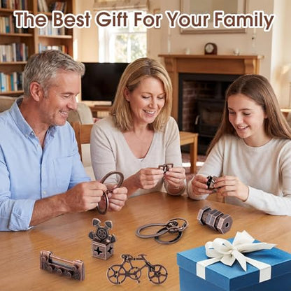 Wettarn 9 Pcs Metal Brain Teasers 3D Steel Puzzle Set, Elegant Style - style: Elegant Style