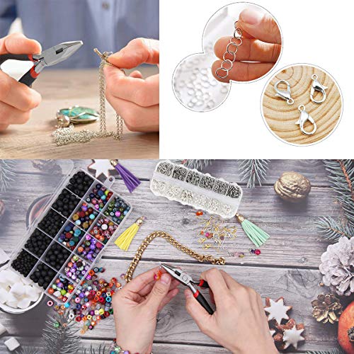 EuTengHao 1504pcs Jewelry Repair Tools Kit with Jewelry Pliers, Jump Rings Opener, Tweezers, Lobster Clasps, Bright Silver - color: Bright Silver