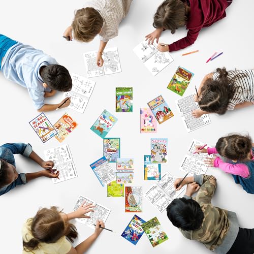 Kalysky 24 Mini Activity Books for Kids 4-12,Mazes,Dot to Dot & Word Games,Party Favors - color: Activity Books
