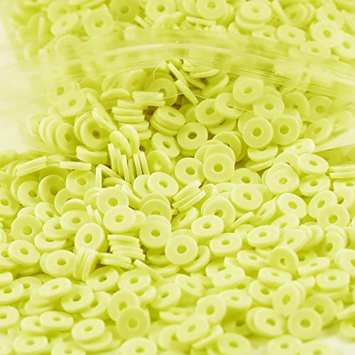 2000pcs Yellow Clay Beads for Bracelets Making, Flat Round Polymer Clay Beads 6mm Heishi Beads for Jewelry Making Earring Bracelets Necklace - color: Yellow 6