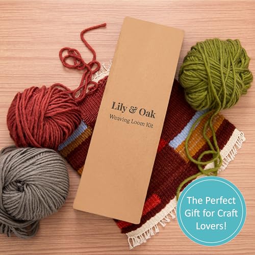 Lily & Oak Weaving Loom for Adults & Kids - Weaving Loom Kit | Beginner-Friendly Table Loom & Lap Loom with Yarn, Tools & Instructions | Wooden Loom for Multicraft Projects (15.8 x 11.8 inches) - size: Small