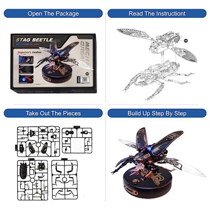 3D Metal Puzzles for Adults, DIY Model Kits to Build, 115 Pieces Mechanical Puzzle Stag Beetle, STEM Toy, for Adults（Stag Beetle）