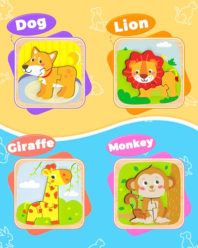 Benresive Wooden Toddler Puzzles, Montessori Toddler Toys for 1 2 Year Old - style: 4 PCS