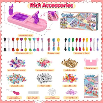 Cmiolacuna Friendship Bracelet Making Kit for Girls Ages 8-12 Loom Maker - color: Pink
