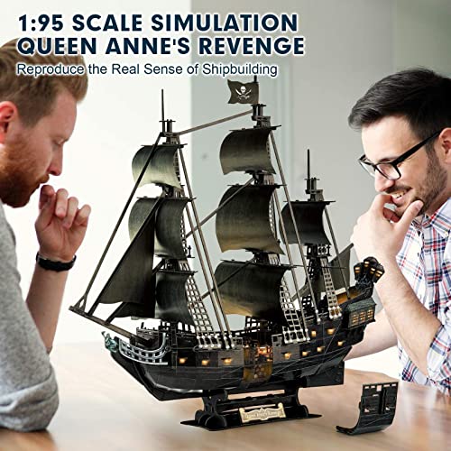 CubicFun 3D Puzzle for Adults Pirate Ship Puzzle Kit with LED Lights - style: LED Pirate Ship
