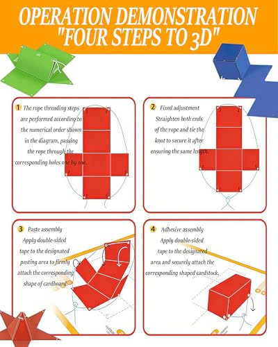 Pull String 3D Geometry Learning Book - Fun Volume & Surface Area Formula Teaching Tool with Braided Rope Design (12-Model Version) - style: English Version)