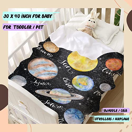 Planets Throw Blanket Fannel Fleece Super Soft Funny Blanket Travel Throw Blanket for Bed Couch Sofa 40 x 30 Inch for Baby - color: Planets, size: 30x40 In for Pet