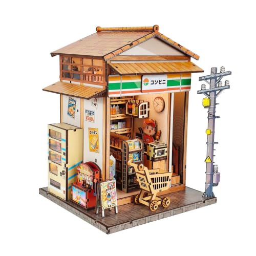 Music Park Book Nook for Adults, 3D Wooden Puzzle Konbini Store with LED - color: Konbini Store