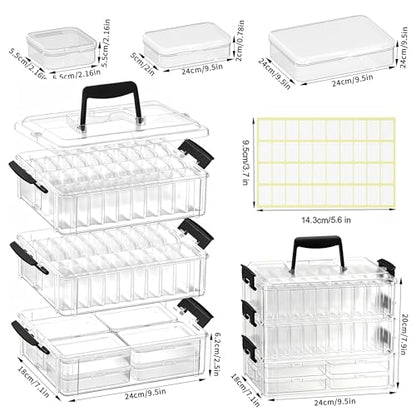 Bead Organizer Box 58 Pcs, 3-Tier Stackable Storage Box, and 3 Different Container Sizes Small Plastic Containers with Lids, Portability, Clear Organizers for Jewelry DIY Craft Storage - size: 3-Tier 8L+20M+30S