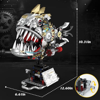 GIAT Mechanical Piranha Building Blocks Set - STEM Collection Toy for Kids & Adults, Home/Office Decor Kit, Birthday Gifts for 8-14+ Year Old Teens Boys and Girls (1019 PCS)