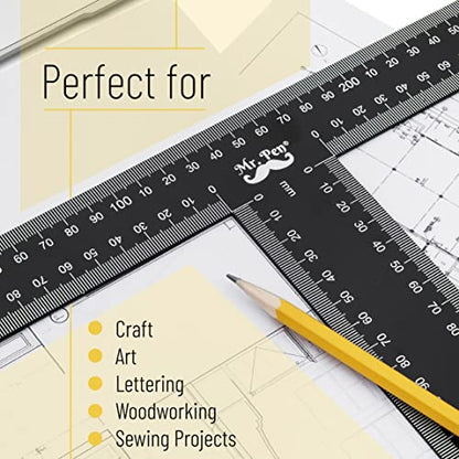 Mr. Pen - T Square, T Ruler, 12 inch Metal Ruler, T Square Ruler - size: 12 inch