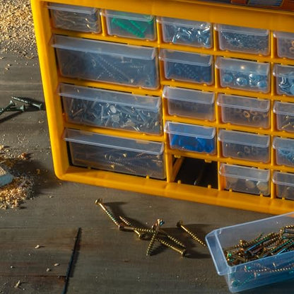 Stalwart 30-Drawer Plastic Small Parts Organizer, Yellow
