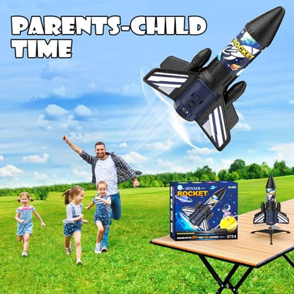 Rocket Launcher for Kids, 200 ft Self Launching Motorized Rocket Toy - color: Blue
