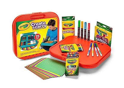 Crayola Create 'N Carry Travel Art Set for Kids (75pcs), 2-in-1 Lap Desk & Carrying Case, Essential Art Supplies Kit, Spring Crafting, Gift for Kids - style: Art Set