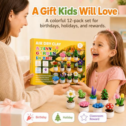 Air Dry Clay Kit for Kids, 12 Plants Modeling Magic Clay Sculpting Tools - color: Colorful Plant Kit