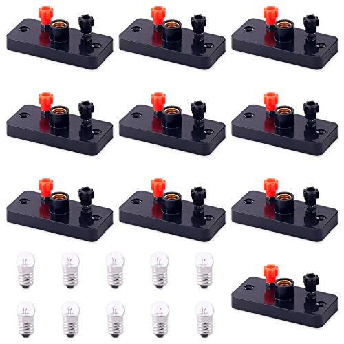 Swpeet 20Pcs E10 Miniature Bulb Holder with E10 White Bulb Kit,Perfect for Physics Laboratory, Electronic Experimenting, Teaching Basic Principles of Electricity & How a Simple Circuit Works - style: E10 Miniature Bulb Holder