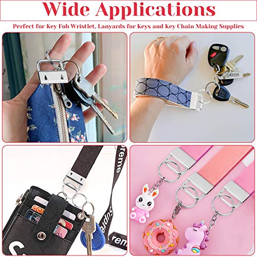 Key Fob Hardware Set, Shynek 50PCS Lanyard Key Fob Hardware 1 Inch with Key Fob Pliers Tool for Keychain and Wristlet Clamp Hardware Supplies - color: Silver